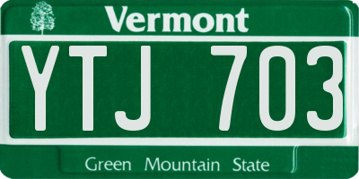 VT license plate YTJ703