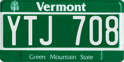 VT license plate YTJ708