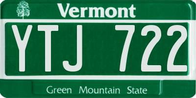 VT license plate YTJ722