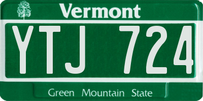 VT license plate YTJ724