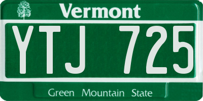 VT license plate YTJ725