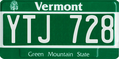 VT license plate YTJ728