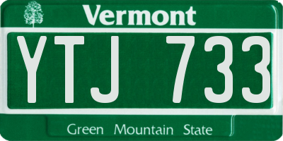 VT license plate YTJ733