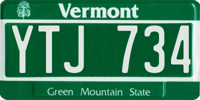 VT license plate YTJ734