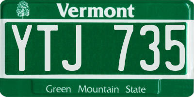 VT license plate YTJ735
