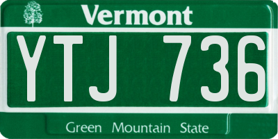 VT license plate YTJ736