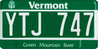 VT license plate YTJ747