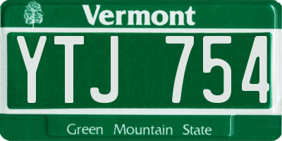 VT license plate YTJ754