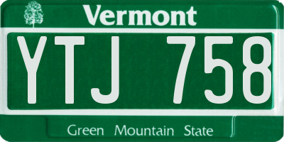 VT license plate YTJ758