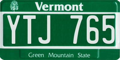 VT license plate YTJ765