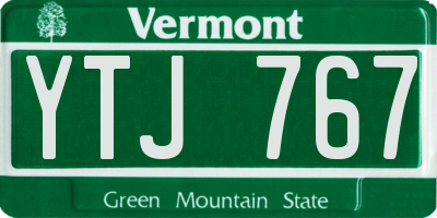 VT license plate YTJ767