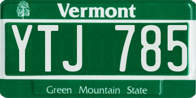 VT license plate YTJ785