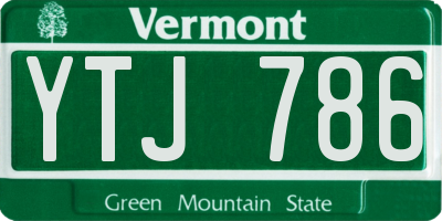 VT license plate YTJ786