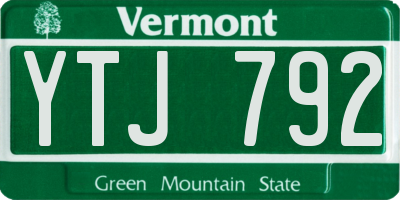 VT license plate YTJ792