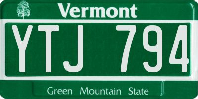 VT license plate YTJ794