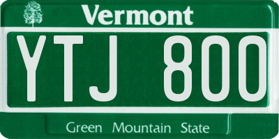 VT license plate YTJ800