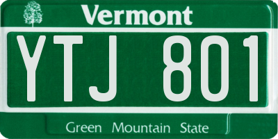 VT license plate YTJ801