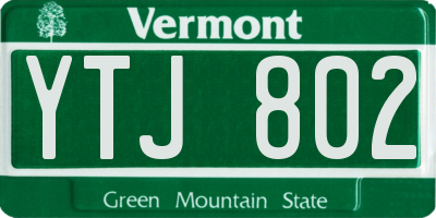 VT license plate YTJ802