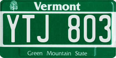 VT license plate YTJ803