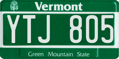 VT license plate YTJ805