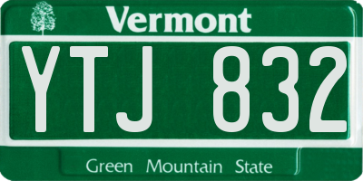 VT license plate YTJ832