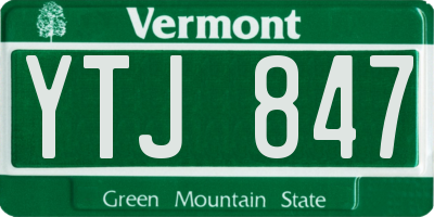 VT license plate YTJ847