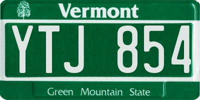 VT license plate YTJ854