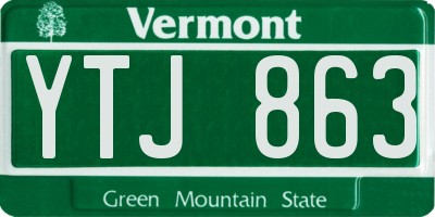 VT license plate YTJ863