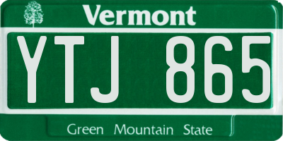 VT license plate YTJ865