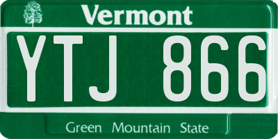 VT license plate YTJ866