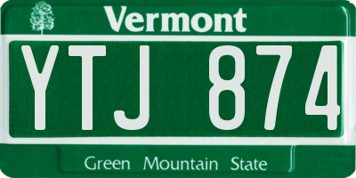 VT license plate YTJ874