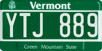VT license plate YTJ889