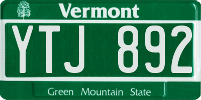 VT license plate YTJ892