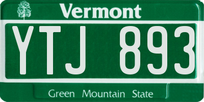 VT license plate YTJ893