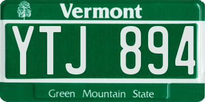 VT license plate YTJ894