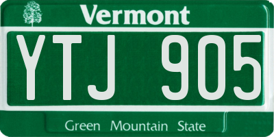 VT license plate YTJ905