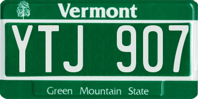 VT license plate YTJ907