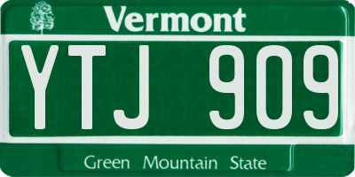 VT license plate YTJ909