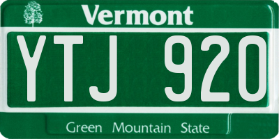 VT license plate YTJ920