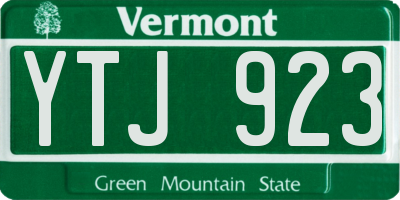VT license plate YTJ923