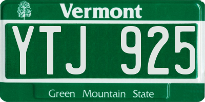 VT license plate YTJ925