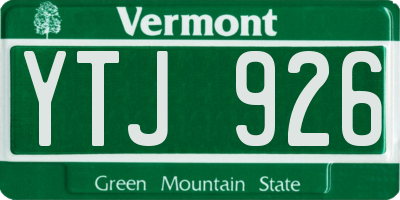 VT license plate YTJ926