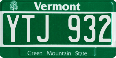 VT license plate YTJ932