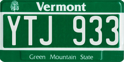 VT license plate YTJ933