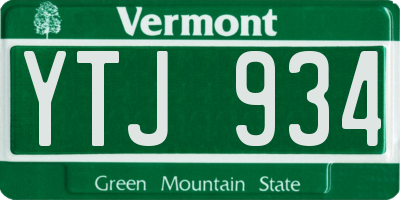 VT license plate YTJ934