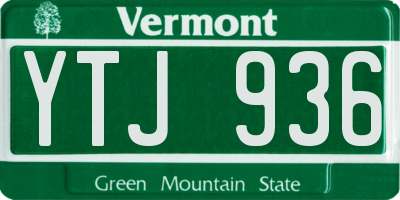 VT license plate YTJ936