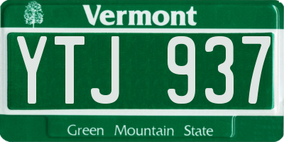 VT license plate YTJ937