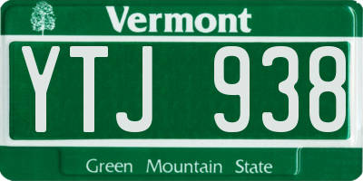 VT license plate YTJ938
