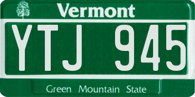 VT license plate YTJ945