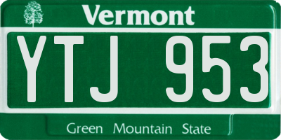 VT license plate YTJ953